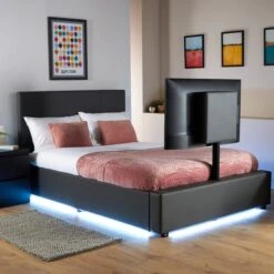 XR Living Ava TV Bed With LED Lights And TV Mount -Dunelm Shop 30885673