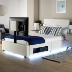 XR Living Ava TV Bed With LED Lights And TV Mount -Dunelm Shop 30885675