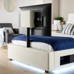 XR Living Ava TV Bed With LED Lights And TV Mount -Dunelm Shop 30885675 alt01