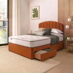 Silentnight Divan Bed With Velvet Merlin Headboard -Dunelm Shop 30891041 alt02