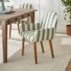 Agnes Carver Dining Chair, Olive Green Striped Fabric -Dunelm Shop 30891291