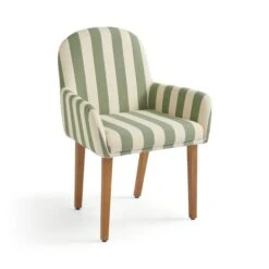 Agnes Carver Dining Chair, Olive Green Striped Fabric -Dunelm Shop 30891291 alt07