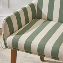 Agnes Carver Dining Chair, Olive Green Striped Fabric -Dunelm Shop 30891291 alt08