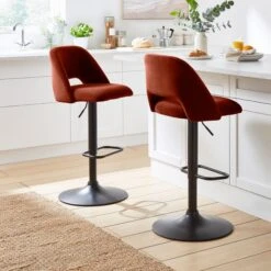 Jonas Adjustable Height Bar Stool, Velvet -Dunelm Shop 30892018 alt01