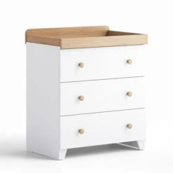 Little Acorns Classic Oak Effect Cot Bed And 3 Drawer Chest Nursery Set -Dunelm Shop 30892457 alt04