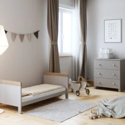 Little Acorns Classic Oak Effect Cot Bed And 3 Drawer Chest Nursery Set -Dunelm Shop 30892460 alt06