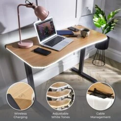 X Rocker Living Woodgrain Desk With Wireless Charging, 140x60cm -Dunelm Shop 30895061