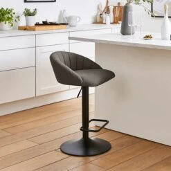 Lowen Adjustable Bar Stool, Faux Leather -Dunelm Shop 30907959
