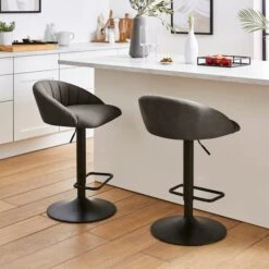 Lowen Adjustable Bar Stool, Faux Leather -Dunelm Shop 30907959 alt01
