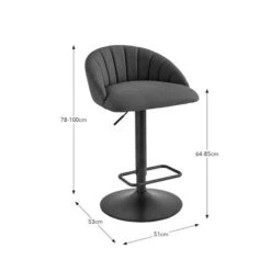 Lowen Adjustable Bar Stool, Faux Leather -Dunelm Shop 30907959 alt09