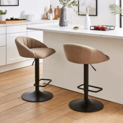 Lowen Adjustable Bar Stool, Faux Leather -Dunelm Shop 30907960 alt01