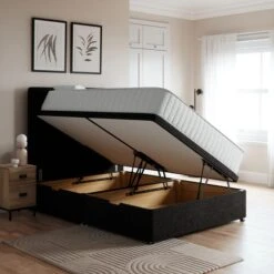 Luxury Side Ottoman Bed Frame, Teddy Fabric -Dunelm Shop 30911689 alt01