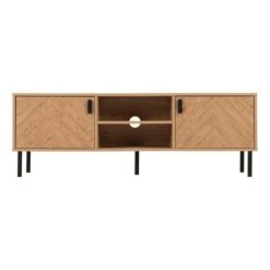 Leon 2 Door TV Unit Stand For TVs Up To 65", Oak Effect -Dunelm Shop 30913953 alt02
