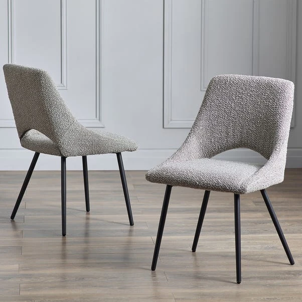 Iris Set Of 2 Dining Chairs, Boucle 3 Iris Set Of 2 Dining Chairs, Boucle