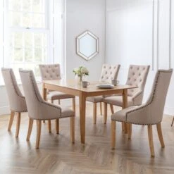 Loire Set Of 2 Button Back Dining Chairs, Linen -Dunelm Shop 30914227 alt01
