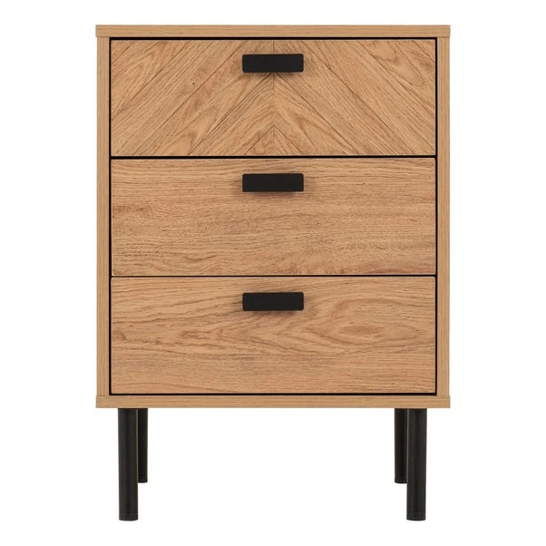 Barker 3 Drawer Bedside Table, Oak Effect 5 Barker 3 Drawer Bedside Table, Oak Effect - Image 3