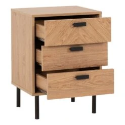 Barker 3 Drawer Bedside Table, Oak Effect 13 Barker 3 Drawer Bedside Table, Oak Effect -Dunelm Shop 30921157 alt03