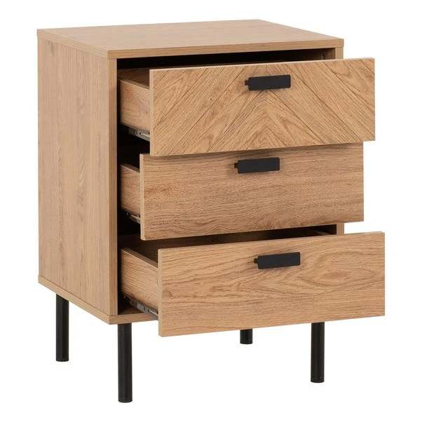 Barker 3 Drawer Bedside Table, Oak Effect 6 Barker 3 Drawer Bedside Table, Oak Effect - Image 4