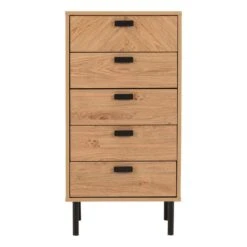 Barker 5 Drawer Narrow Chest, Oak Effect -Dunelm Shop 30921160 alt02