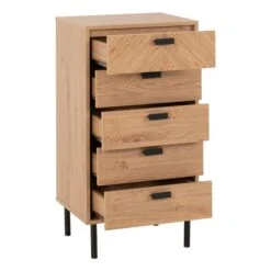 Barker 5 Drawer Narrow Chest, Oak Effect -Dunelm Shop 30921160 alt03