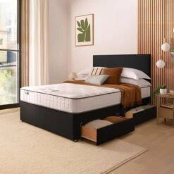 Silentnight Divan Bed With Fabric Paris Headboard -Dunelm Shop 30922926 alt01