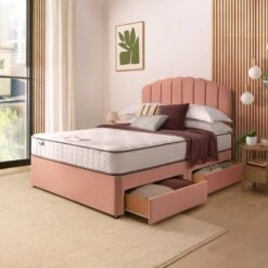 Silentnight Divan Bed With Velvet Merlin Headboard -Dunelm Shop 30923005 alt01