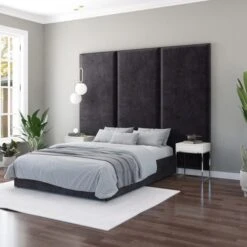 Hanging Wall Panel Dual Mount Plush Velvet Headboard 26 Hanging Wall Panel Dual Mount Plush Velvet Headboard -Dunelm Shop 30924539 alt04