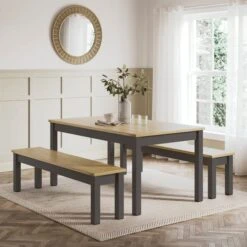 Olney 6 Seater Dining Table And Bench Set 32 Olney 6 Seater Dining Table And Bench Set -Dunelm Shop 30925492