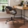 Modena Walnut Effect Office Chair, Black Faux Leather -Dunelm Shop 30926647