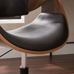 Modena Walnut Effect Office Chair, Black Faux Leather -Dunelm Shop 30926647 alt02