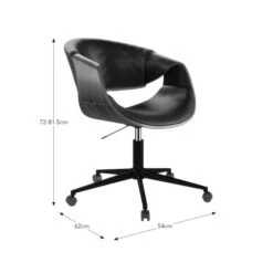Modena Walnut Effect Office Chair, Black Faux Leather -Dunelm Shop 30926647 alt09