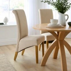 Set Of 2 Chester Linford Stripe Dining Chairs, Fabric -Dunelm Shop 30959446
