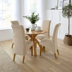 Set Of 2 Chester Linford Stripe Dining Chairs, Fabric -Dunelm Shop 30959446 alt01