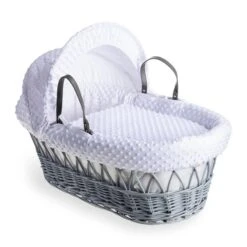 Clair De Lune Dimple Wicker Moses Basket With Deluxe Grey Rocking Stand -Dunelm Shop 30961422 alt01