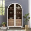Indus Valley Atomic 2 Door Glass Cabinet, White Wash -Dunelm Shop 30965891