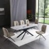 Indus Valley Aura Extending Dining Table With 6 Pebble Taupe Chairs -Dunelm Shop 30965901