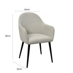 Indus Valley Set Of 2 Boucle Stone Dining Chairs -Dunelm Shop 30965911 alt09