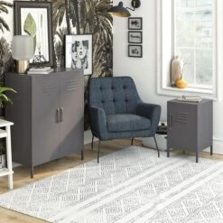 Return - Bradford Metal Locker End Table, Grey -Dunelm Shop 30977125 alt02