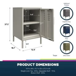 Return - Bradford Metal Locker End Table, Grey -Dunelm Shop 30977125 alt09