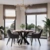 Indus Valley Logan 4 Seater Round Dining Table With 4 Logan Chairs -Dunelm Shop 30985782
