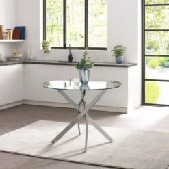 Anderson 4 Seater Round Glass Dining Table