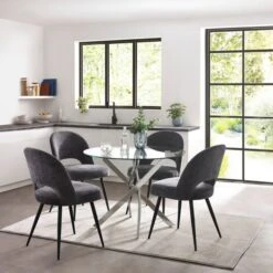 Anderson 4 Seater Round Glass Dining Table -Dunelm Shop 30987566 alt03