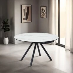 Indus Valley Camden Extendable 4-6 Seater Round Ceramic Rounded Legs Dining Table