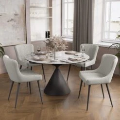 Indus Valley Camden 4-6 Seater Extendable Dining Table With 4 Simba Taupe Chairs