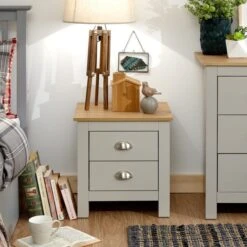 Return - Lancaster 2 Drawer Bedside Table, Grey