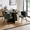 Effy 4 Seater Round Dining Table With 4 Mandy Olive Boucle Dining Chairs -Dunelm Shop 60246572